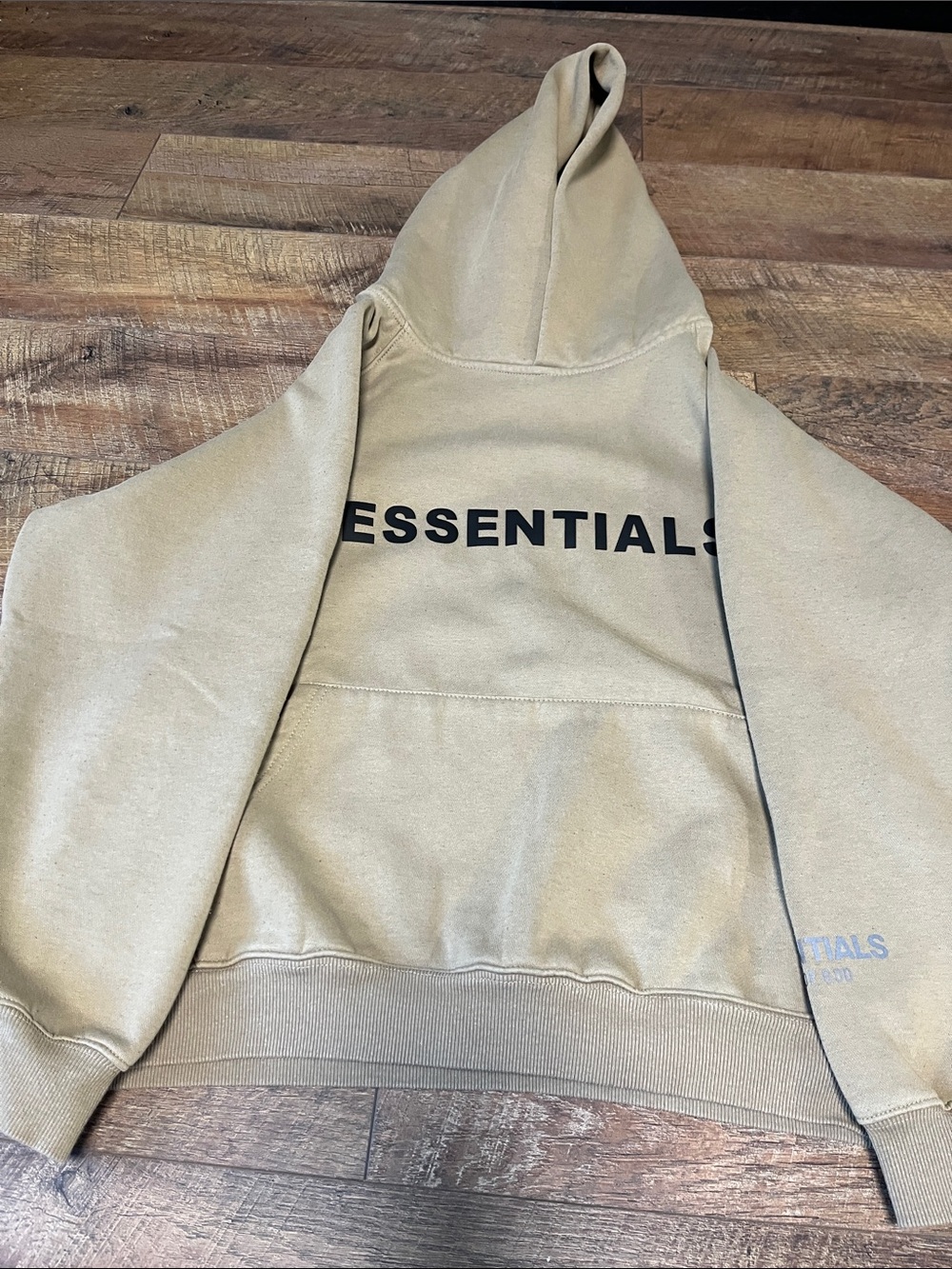 Essentials Hoodie in Beige with Black Logo